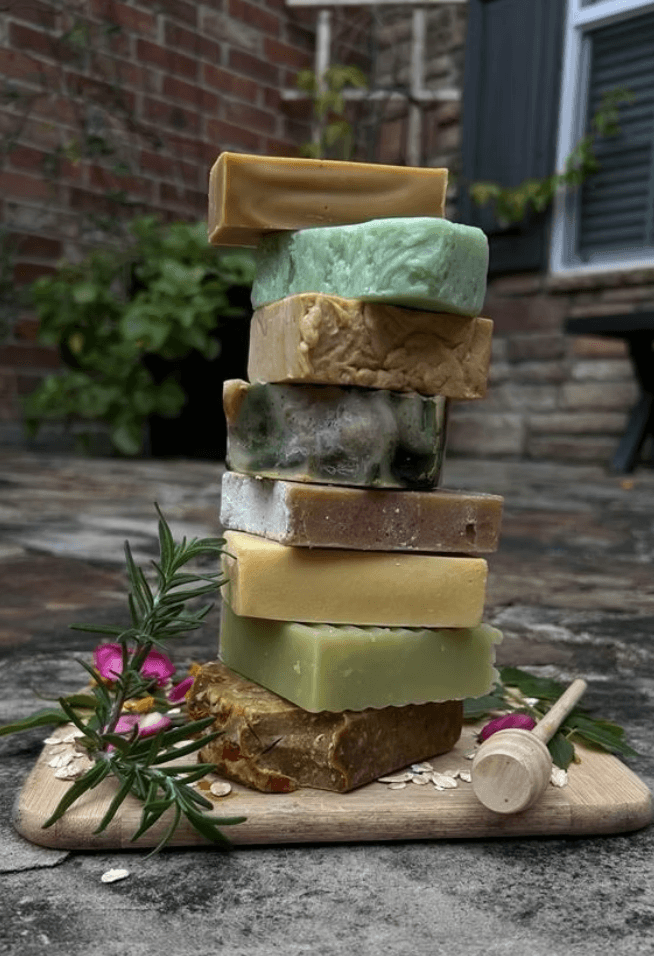 Stacked handmade soaps